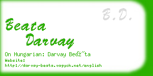 beata darvay business card